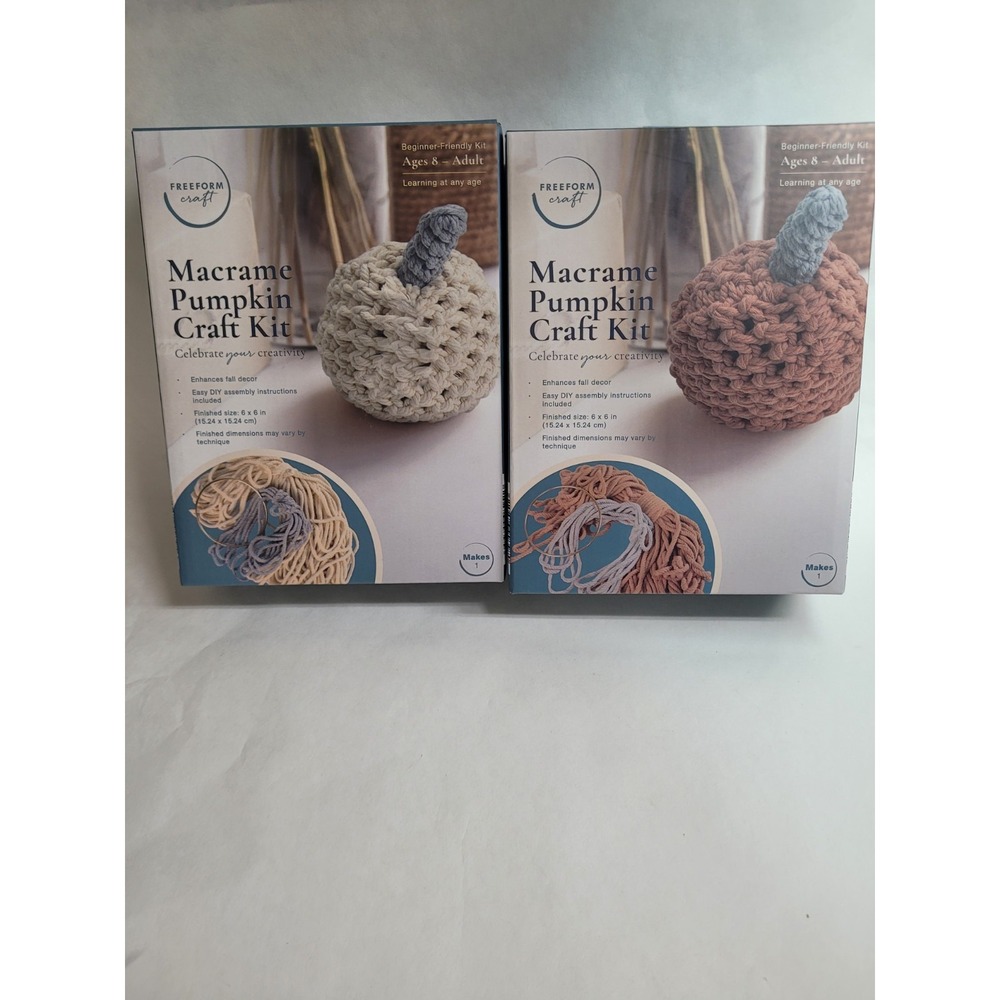 Freeform Macrame Pumpkin Craft Kit Fall Decor Beginner Friendly, set of 2, READ‎
